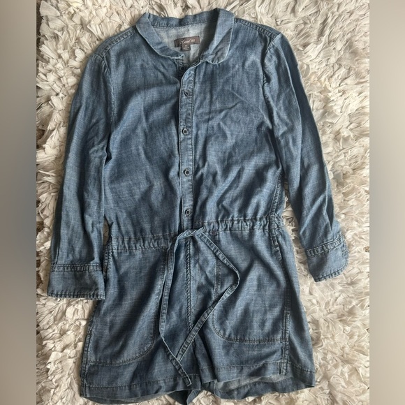 ANTHROPOLOGIE - LEVEL 99 chambray linen blend romper Sz XS/S - Picture 4 of 6
